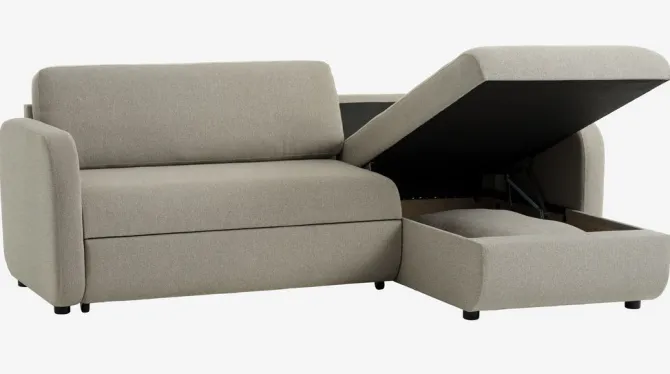 Sovesofa chaiselong MOMMARK beige stof