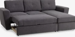 Sovesofa chaiselong VEJLBY mørkegråt stof