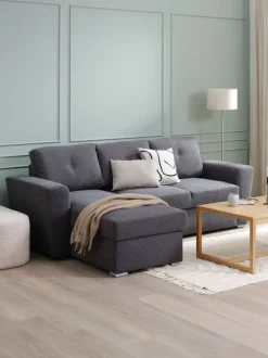 Sovesofa chaiselong VEJLBY mørkegråt stof