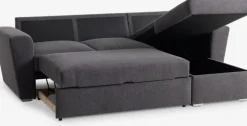Sovesofa chaiselong VEJLBY mørkegråt stof
