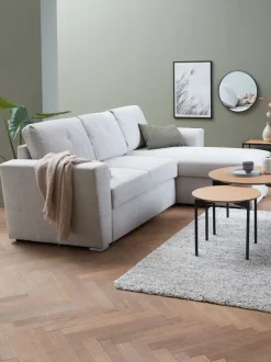 Sovesofa chaiselong VEJLBY lyst sandfarvet stof