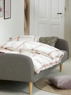 Sovesofa PARADIS lysegråt stof/egefarve