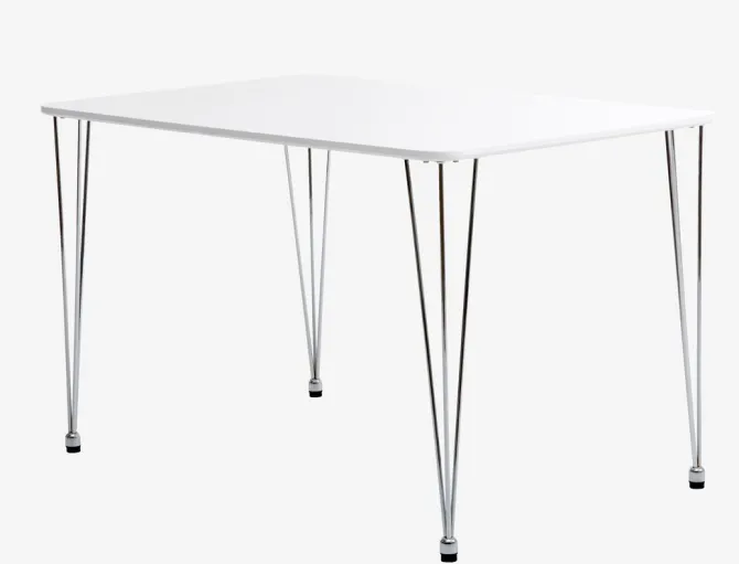 Spisebord BANNERUP 76x120 hvid/krom