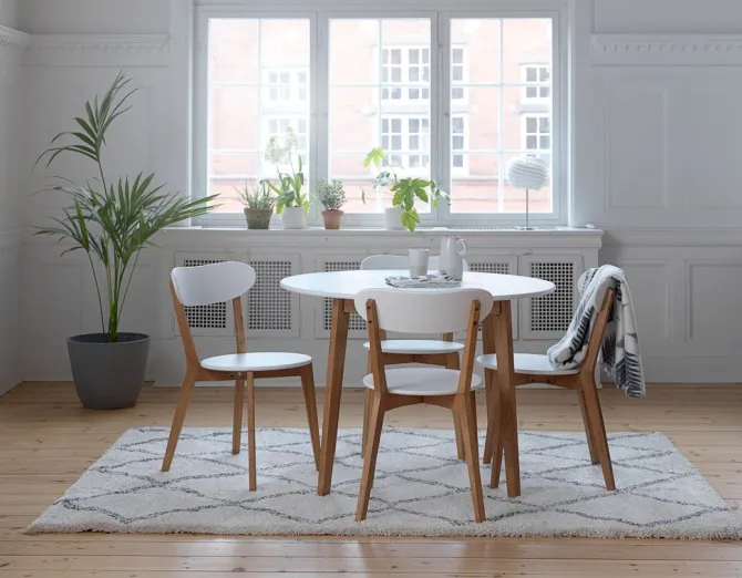 Spisebord JEGIND Ø105 hvid/natur