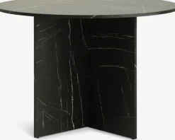 Spisebord KRONDAL Ø110 marmorfarvet sort