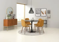 Spisebord RINGSTED Ø100 sort askefiner