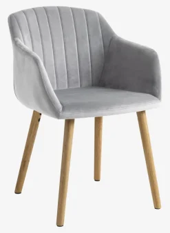 Spisebordsstol ADSLEV grå velour/natur