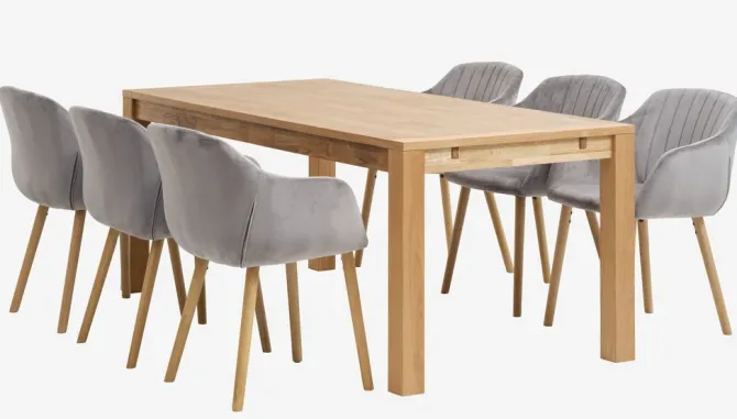 Spisebordsstol ADSLEV grå velour/natur