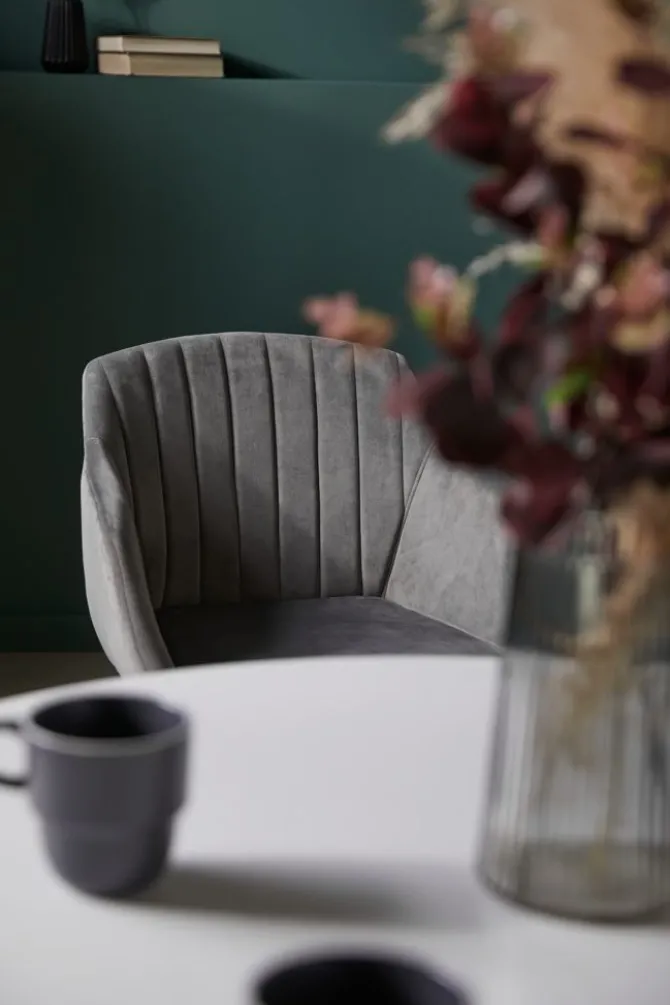 Spisebordsstol ADSLEV grå velour/natur