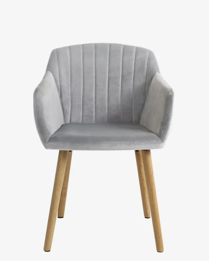 Spisebordsstol ADSLEV grå velour/natur