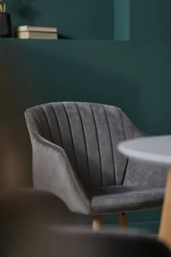 Spisebordsstol ADSLEV grå velour/natur