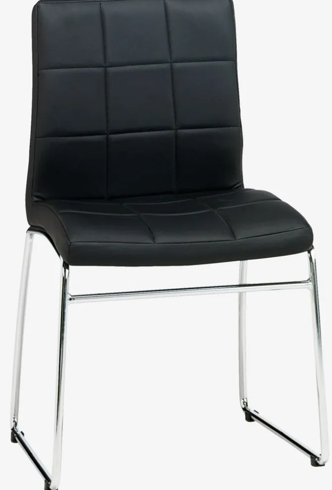 Spisebordsstol HAMMEL sort kunstlæder/krom