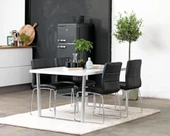 Spisebordsstol HAMMEL sort kunstlæder/krom