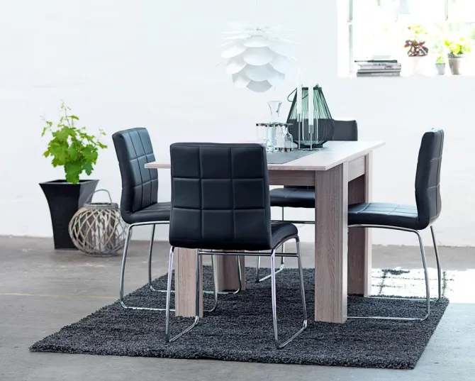Spisebordsstol HAMMEL sort kunstlæder/krom