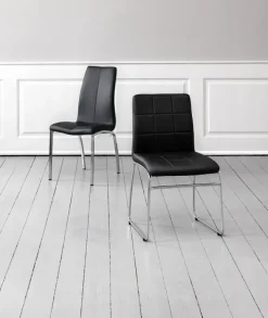 Spisebordsstol HAVNDAL sort kunstlæder/krom