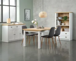 Spisebordsstol JONSTRUP asfaltfarvet stof/egefarve