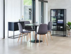 Spisebordsstol JONSTRUP asfaltfarvet stof/egefarve