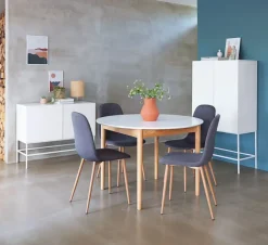 Spisebordsstol JONSTRUP asfaltfarvet stof/egefarve