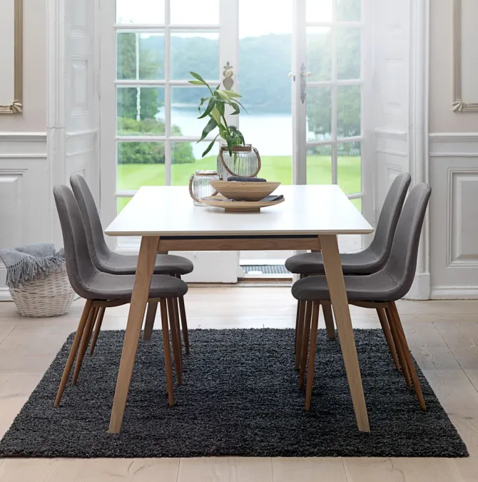 Spisebordsstol JONSTRUP gråt stof/egefarve