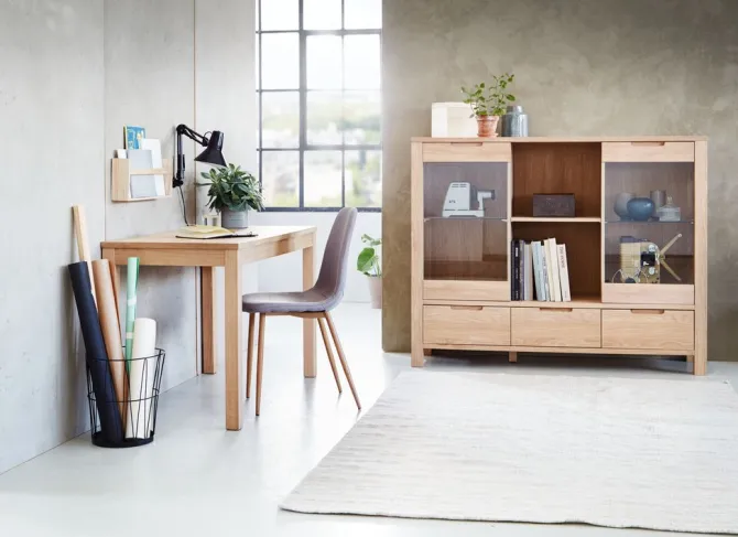 Spisebordsstol JONSTRUP gråt stof/egefarve