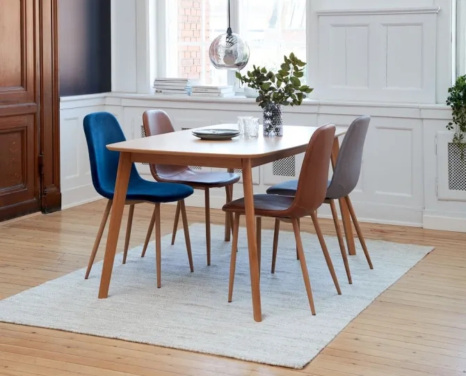 Spisebordsstol JONSTRUP gråt stof/egefarve