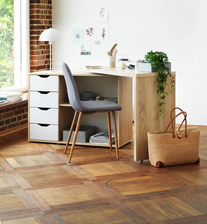 Spisebordsstol JONSTRUP gråt stof/egefarve