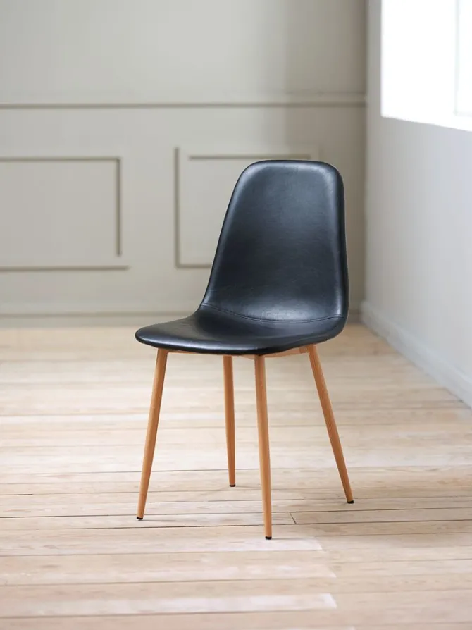 Spisebordsstol JONSTRUP sort kunstlæder/egefarve