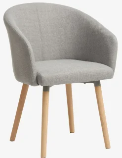 Spisebordsstol KLOSTER lysegråt stof/eg