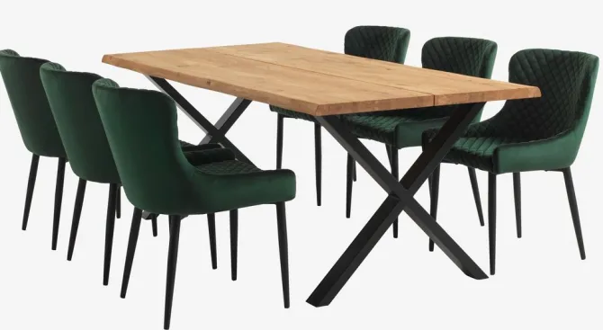 Spisebordsstol PEBRINGE velour grøn/sort