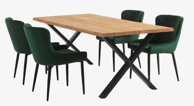 Spisebordsstol PEBRINGE velour grøn/sort