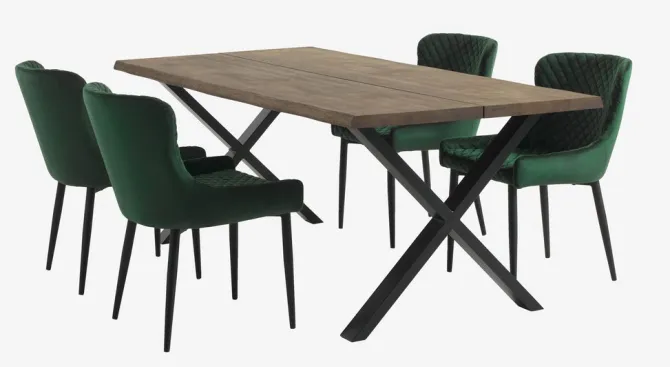 Spisebordsstol PEBRINGE velour grøn/sort
