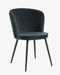 Spisebordsstol RISSKOV mørkegrøn velour/sort