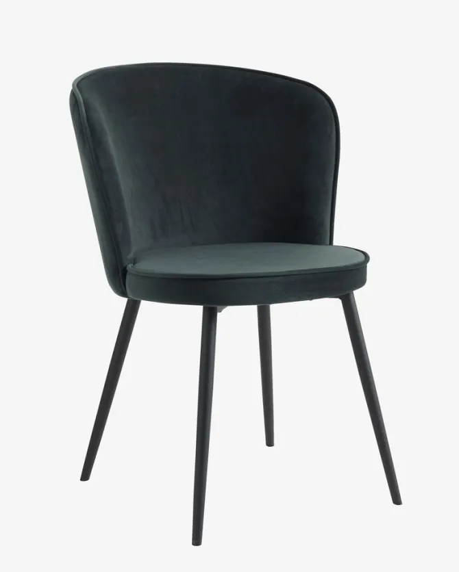 Spisebordsstol RISSKOV mørkegrøn velour/sort