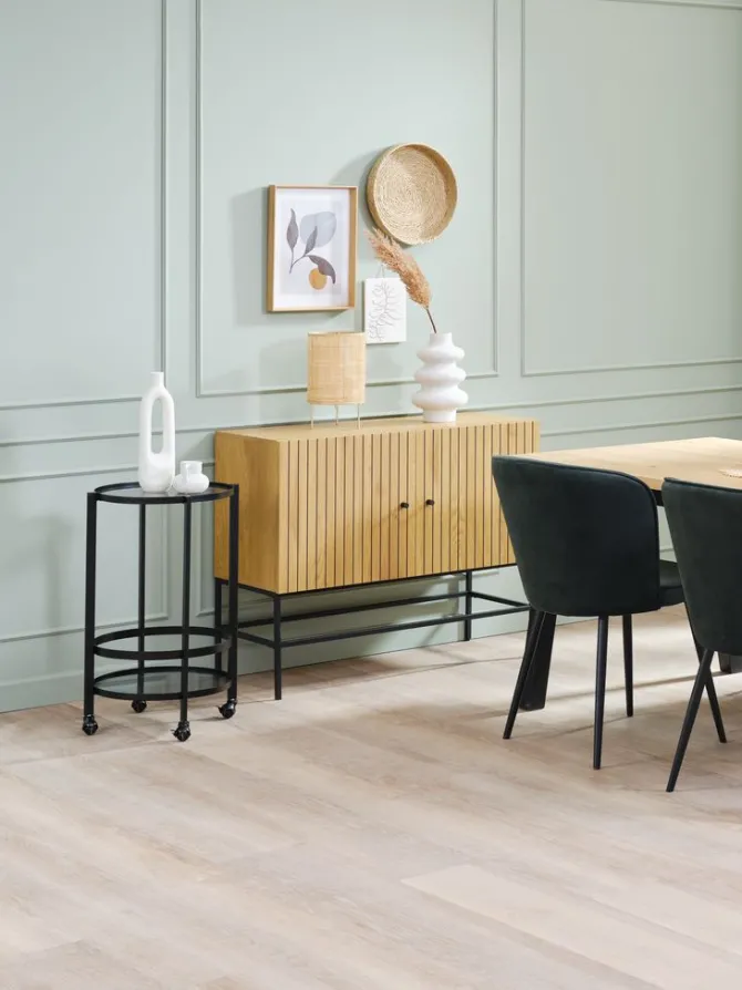 Spisebordsstol RISSKOV mørkegrøn velour/sort