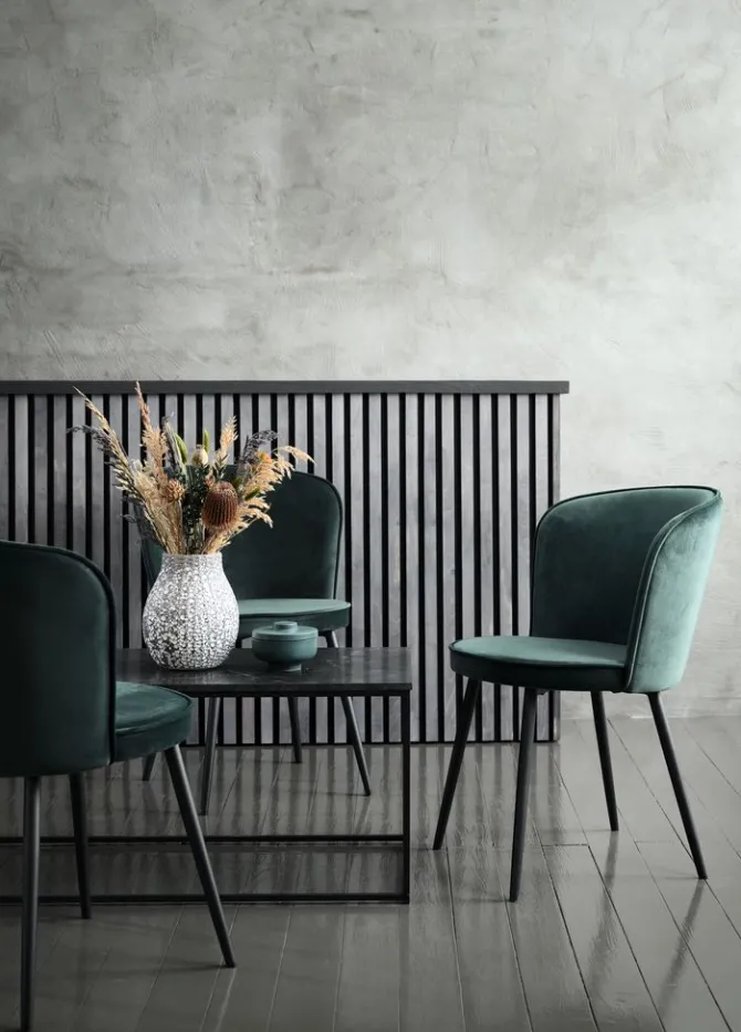 Spisebordsstol RISSKOV mørkegrøn velour/sort