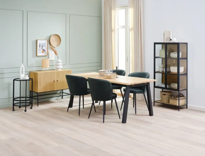 Spisebordsstol RISSKOV mørkegrøn velour/sort