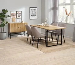 Spisebordsstol VELLEV sandfarvet stof/sort