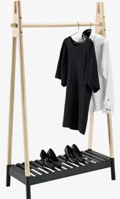 Tøjstativ JENNET m/skohylde natur/sort
