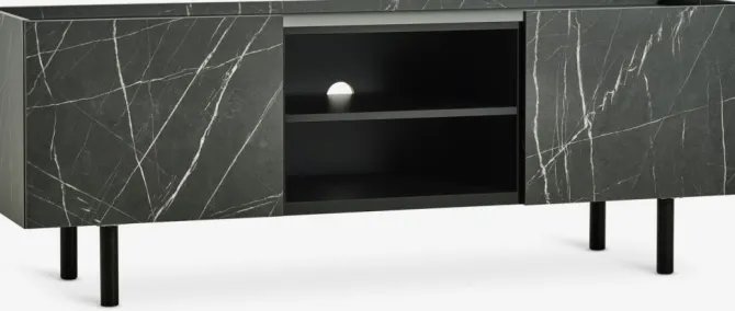 TV-bord KRONDAL 2 låger sort marmorfarve