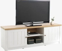 TV-bord MARKSKEL 2 låger hvid/egefarve