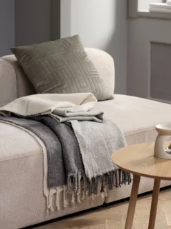 Uldplaid LUNDKARSE 130x170 grå/beige