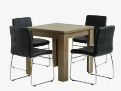 VEDDE L80/160 bord vild eg + 4 HAMMEL stole sort