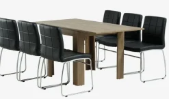 VEDDE L80/160 bord vild eg + 4 HAMMEL stole sort