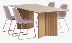 VESTERBORG L200 bord eg +4 SEJLSTRUP stole lys rosa