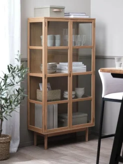 Vitrine VESTERBY høj 2 låger eg natur