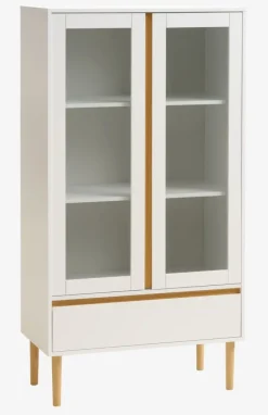 Vitrineskab FENSMARK 2 låger hvid/eg