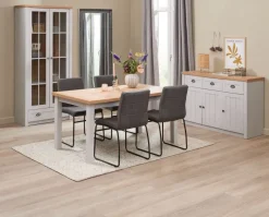 Vitrineskab MARKSKEL 2 låger lys grå/egefarve