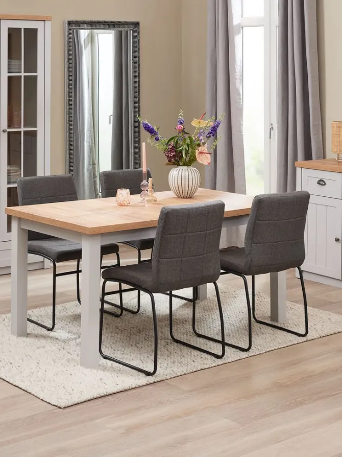 Vitrineskab MARKSKEL 2 låger lys grå/egefarve