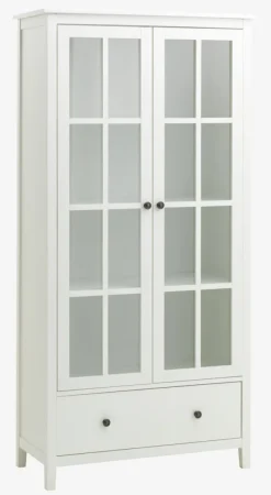 Vitrineskab NORDBY 2 låger 1 skuffe hvid