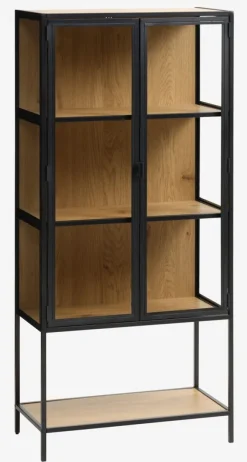 Vitrineskab TRAPPEDAL eg/sort